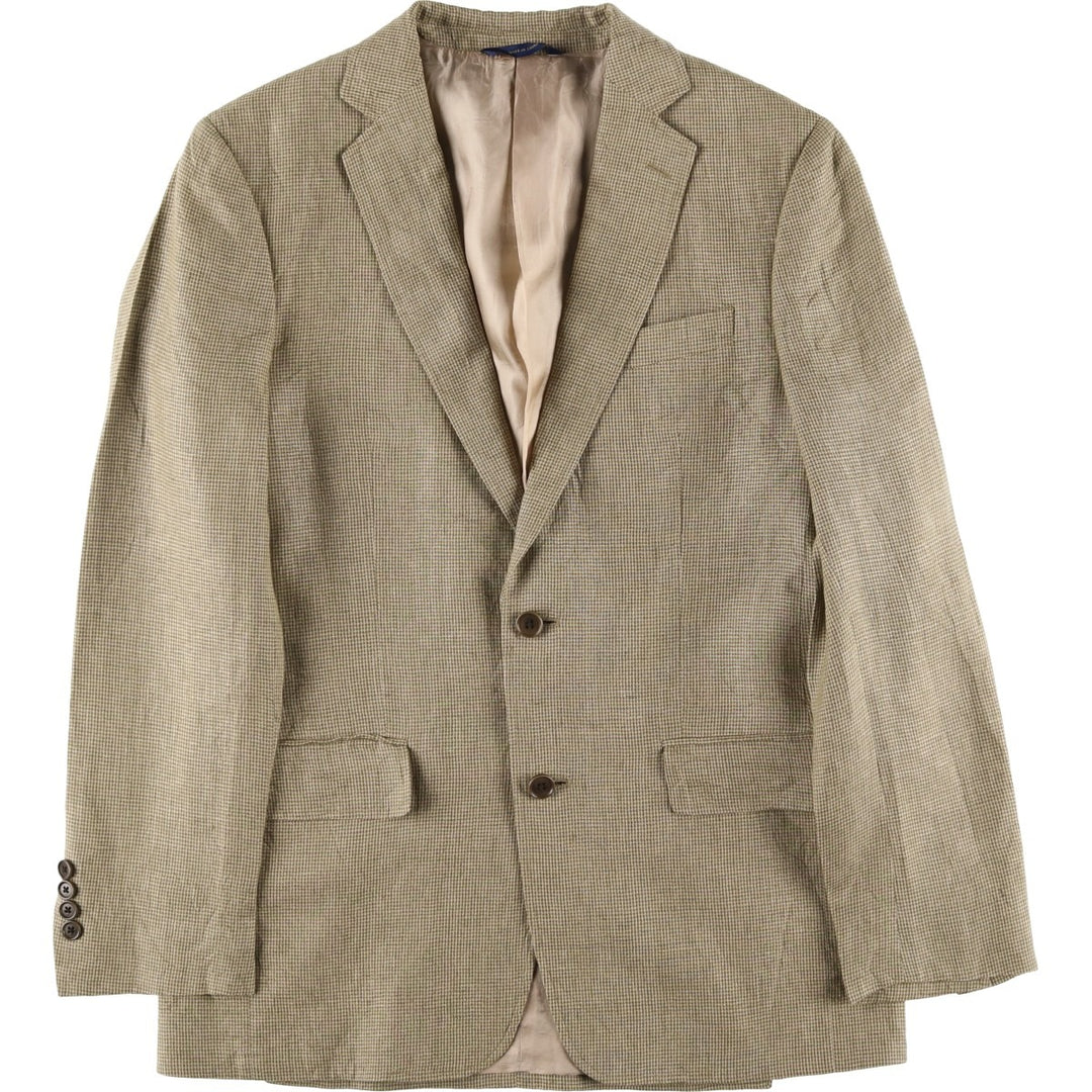 Brooks Brothers Regent Fit Houndstooth Pattern Linen Tailored Jacket, Men's Size Medium linen Beige type Vintage Second Hand