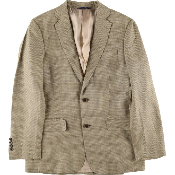 Brooks Brothers Regent Fit Houndstooth Pattern Linen Tailored Jacket, Men's Size Medium linen Beige type Vintage Second Hand