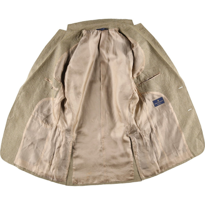 Brooks Brothers Regent Fit Houndstooth Pattern Linen Tailored Jacket, Men's Size Medium linen Beige type Vintage Second Hand