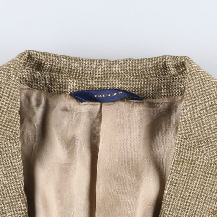 Brooks Brothers Regent Fit Houndstooth Pattern Linen Tailored Jacket, Men's Size Medium linen Beige type Vintage Second Hand