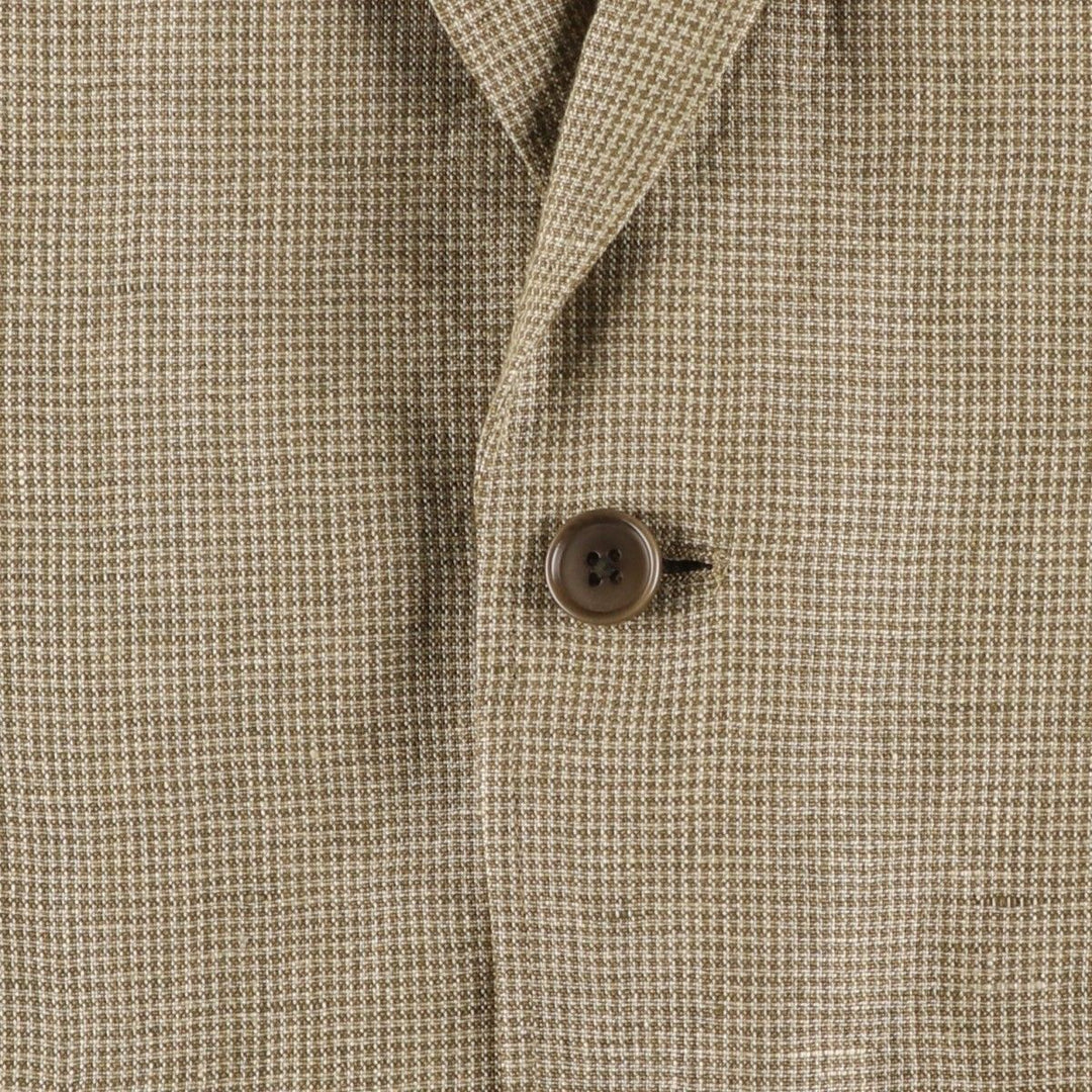 Brooks Brothers Regent Fit Houndstooth Pattern Linen Tailored Jacket, Men's Size Medium linen Beige type Vintage Second Hand