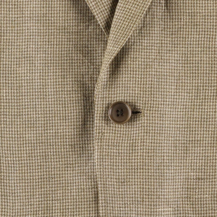 Brooks Brothers Regent Fit Houndstooth Pattern Linen Tailored Jacket, Men's Size Medium linen Beige type Vintage Second Hand