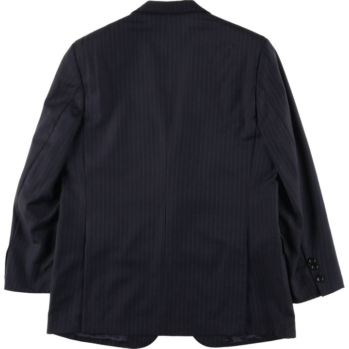 Brooks Brothers 1818 Stripe Pattern Wool Tailored Jacket, Made in Italy, Men's Size M (approx.) wool navy blue type Vintage Second Hand
