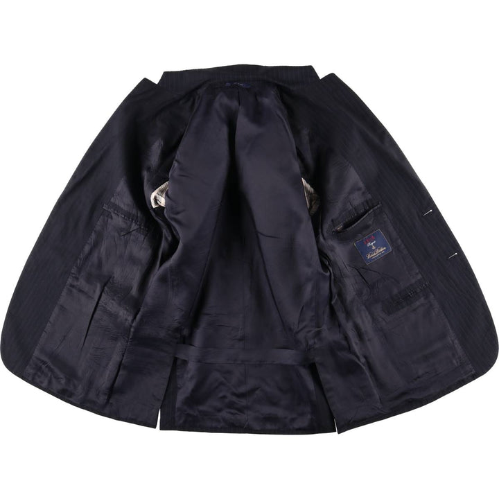 Brooks Brothers 1818 Stripe Pattern Wool Tailored Jacket, Made in Italy, Men's Size M (approx.) wool navy blue type Vintage Second Hand