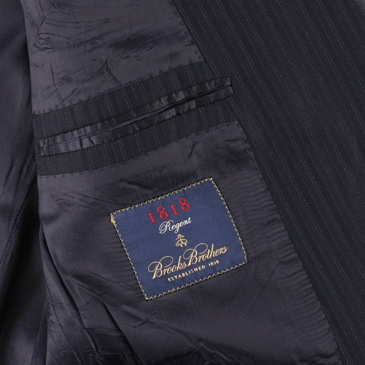 Brooks Brothers 1818 Stripe Pattern Wool Tailored Jacket, Made in Italy, Men's Size M (approx.) wool navy blue type Vintage Second Hand