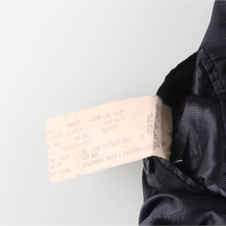 Brooks Brothers 1818 Stripe Pattern Wool Tailored Jacket, Made in Italy, Men's Size M (approx.) wool navy blue type Vintage Second Hand