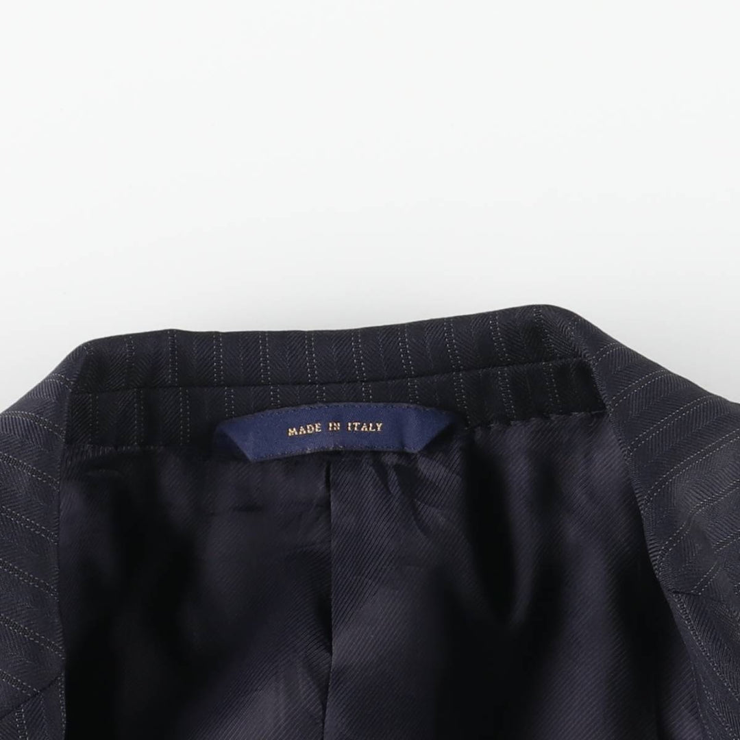 Brooks Brothers 1818 Stripe Pattern Wool Tailored Jacket, Made in Italy, Men's Size M (approx.) wool navy blue type Vintage Second Hand