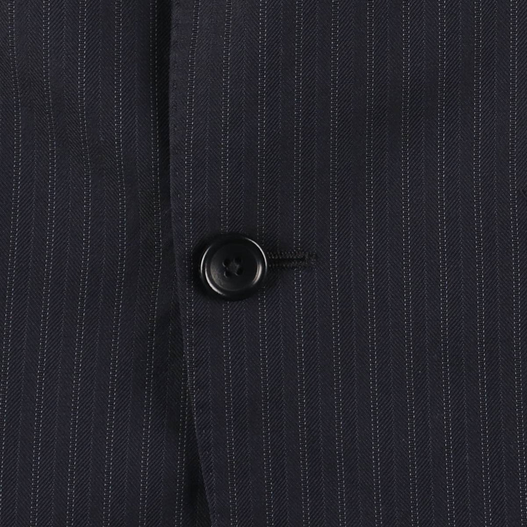 Brooks Brothers 1818 Stripe Pattern Wool Tailored Jacket, Made in Italy, Men's Size M (approx.) wool navy blue type Vintage Second Hand