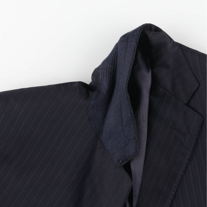 Brooks Brothers 1818 Stripe Pattern Wool Tailored Jacket, Made in Italy, Men's Size M (approx.) wool navy blue type Vintage Second Hand