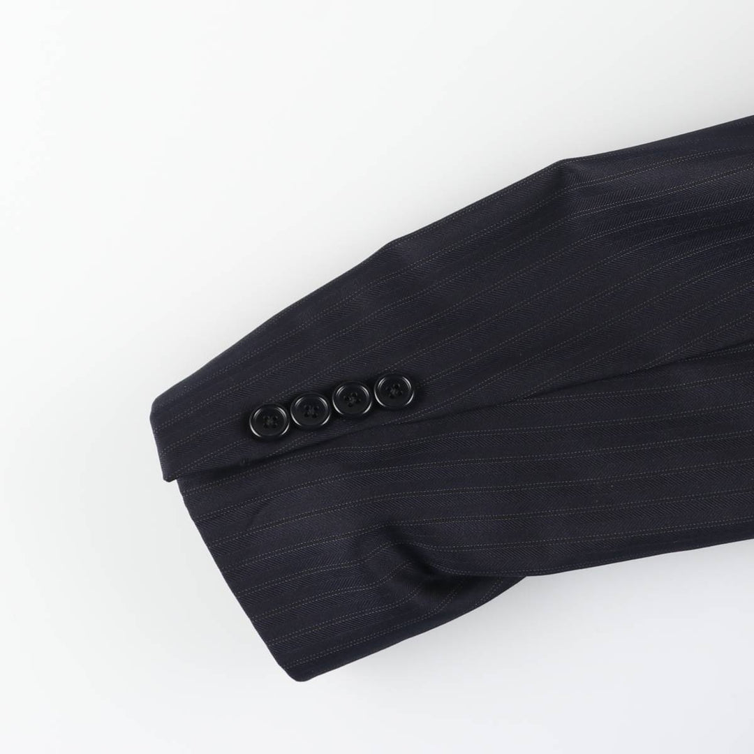 Brooks Brothers 1818 Stripe Pattern Wool Tailored Jacket, Made in Italy, Men's Size M (approx.) wool navy blue type Vintage Second Hand