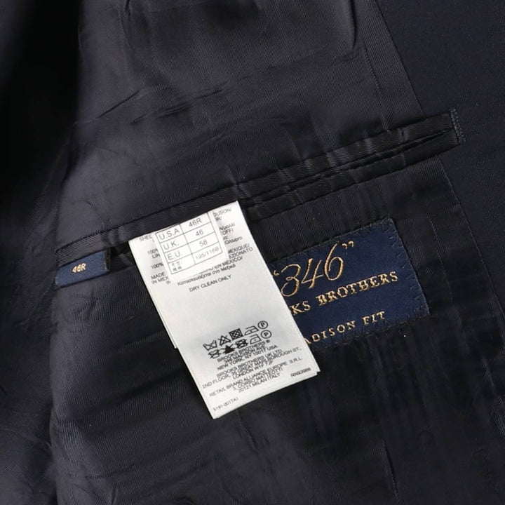 Brooks Brothers 346 Navy Blazer Tailored Jacket, Men's Size XL (approx.) wool navy blue type Vintage Second Hand