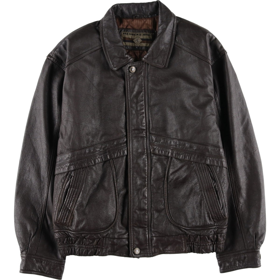 MEMBERS ONLY Padded Leather Jacket, Men's Size L genuine leather brown type Vintage Second Hand