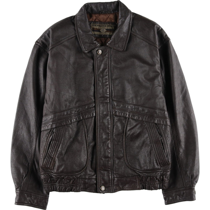 MEMBERS ONLY Padded Leather Jacket, Men's Size L genuine leather brown type Vintage Second Hand