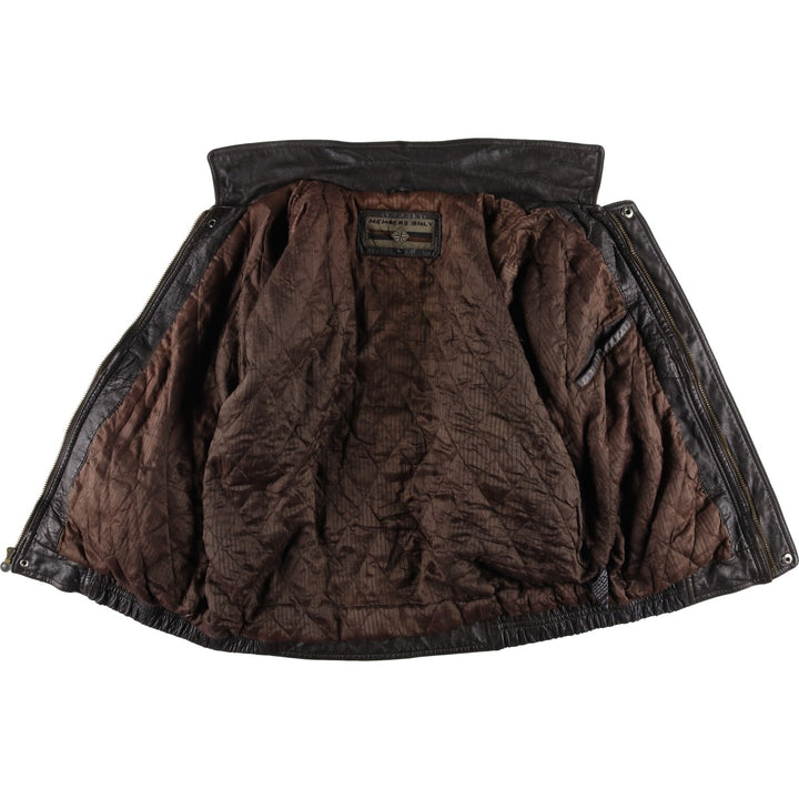 MEMBERS ONLY Padded Leather Jacket, Men's Size L genuine leather brown type Vintage Second Hand