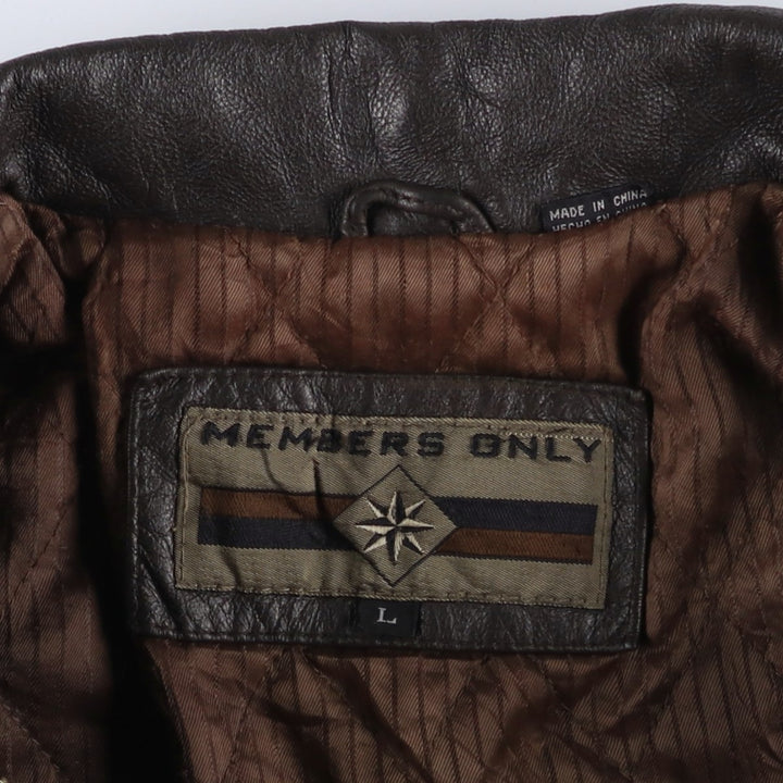 MEMBERS ONLY Padded Leather Jacket, Men's Size L genuine leather brown type Vintage Second Hand