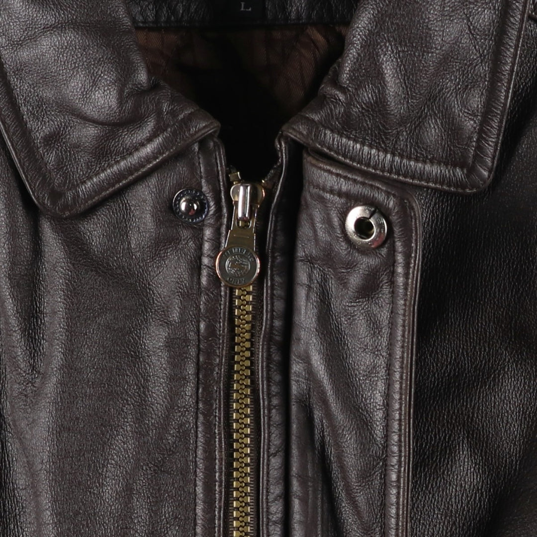 MEMBERS ONLY Padded Leather Jacket, Men's Size L genuine leather brown type Vintage Second Hand
