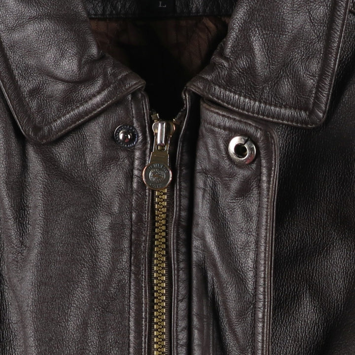 MEMBERS ONLY Padded Leather Jacket, Men's Size L genuine leather brown type Vintage Second Hand