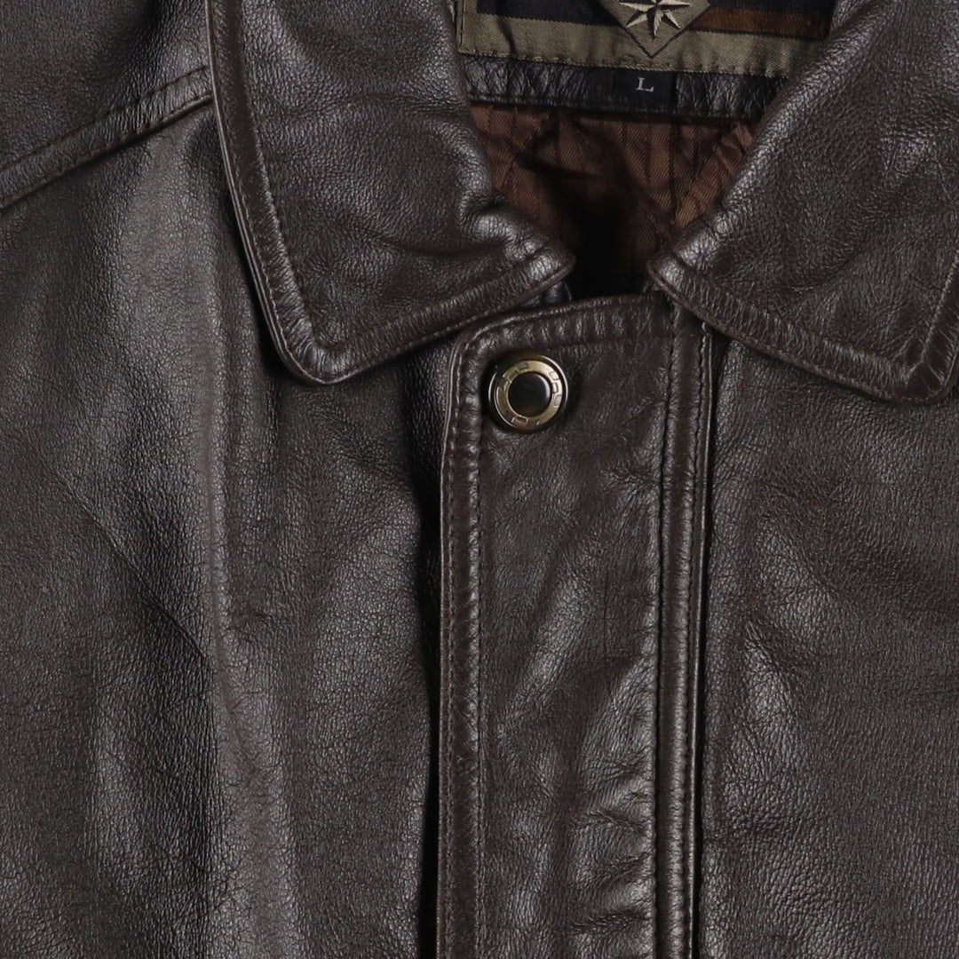 MEMBERS ONLY Padded Leather Jacket, Men's Size L genuine leather brown type Vintage Second Hand
