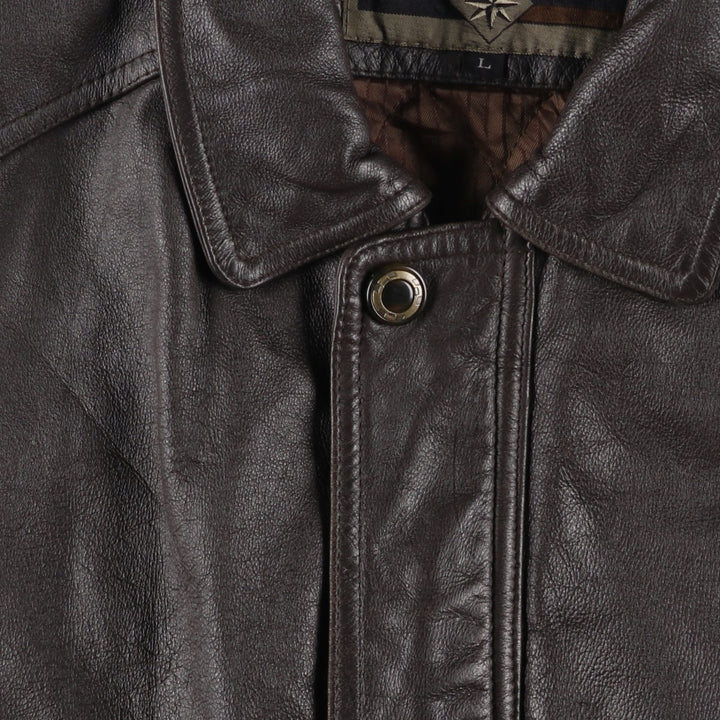 MEMBERS ONLY Padded Leather Jacket, Men's Size L genuine leather brown type Vintage Second Hand