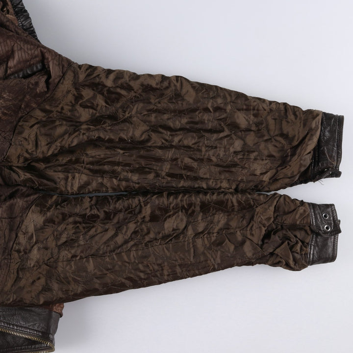 MEMBERS ONLY Padded Leather Jacket, Men's Size L genuine leather brown type Vintage Second Hand