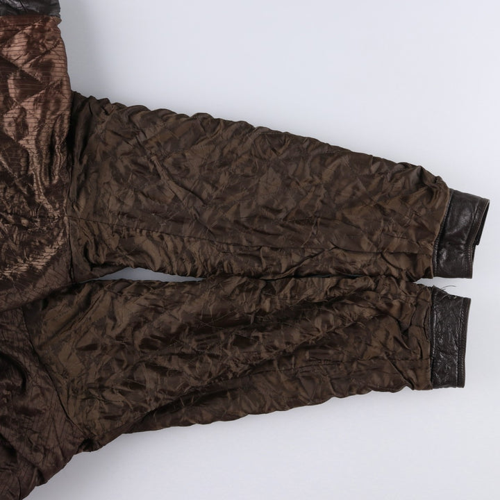 MEMBERS ONLY Padded Leather Jacket, Men's Size L genuine leather brown type Vintage Second Hand