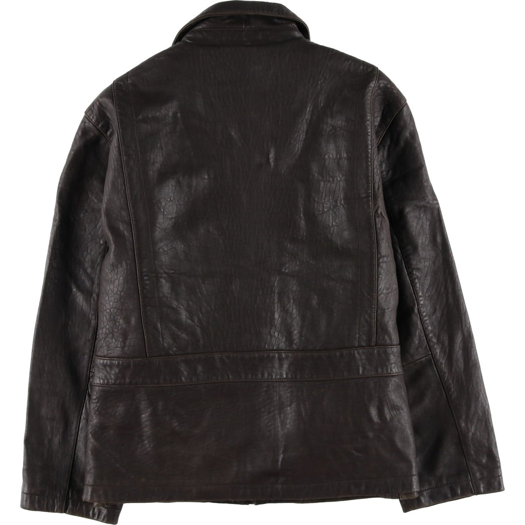 90'S Perry Ellis PORTFOLIO padded leather jacket, men's size XL, vintage genuine leather brown type Vintage Second Hand