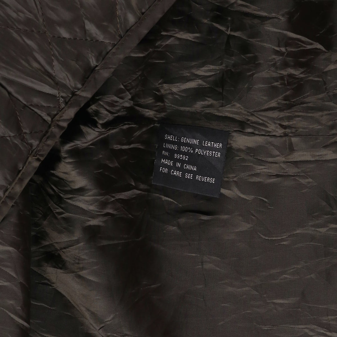 90'S Perry Ellis PORTFOLIO padded leather jacket, men's size XL, vintage genuine leather brown type Vintage Second Hand