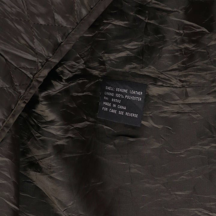 90'S Perry Ellis PORTFOLIO padded leather jacket, men's size XL, vintage genuine leather brown type Vintage Second Hand