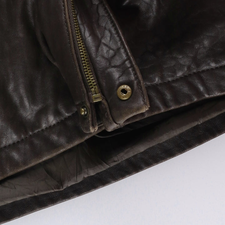 90'S Perry Ellis PORTFOLIO padded leather jacket, men's size XL, vintage genuine leather brown type Vintage Second Hand
