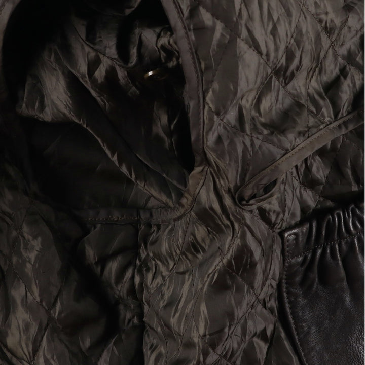 90'S Perry Ellis PORTFOLIO padded leather jacket, men's size XL, vintage genuine leather brown type Vintage Second Hand