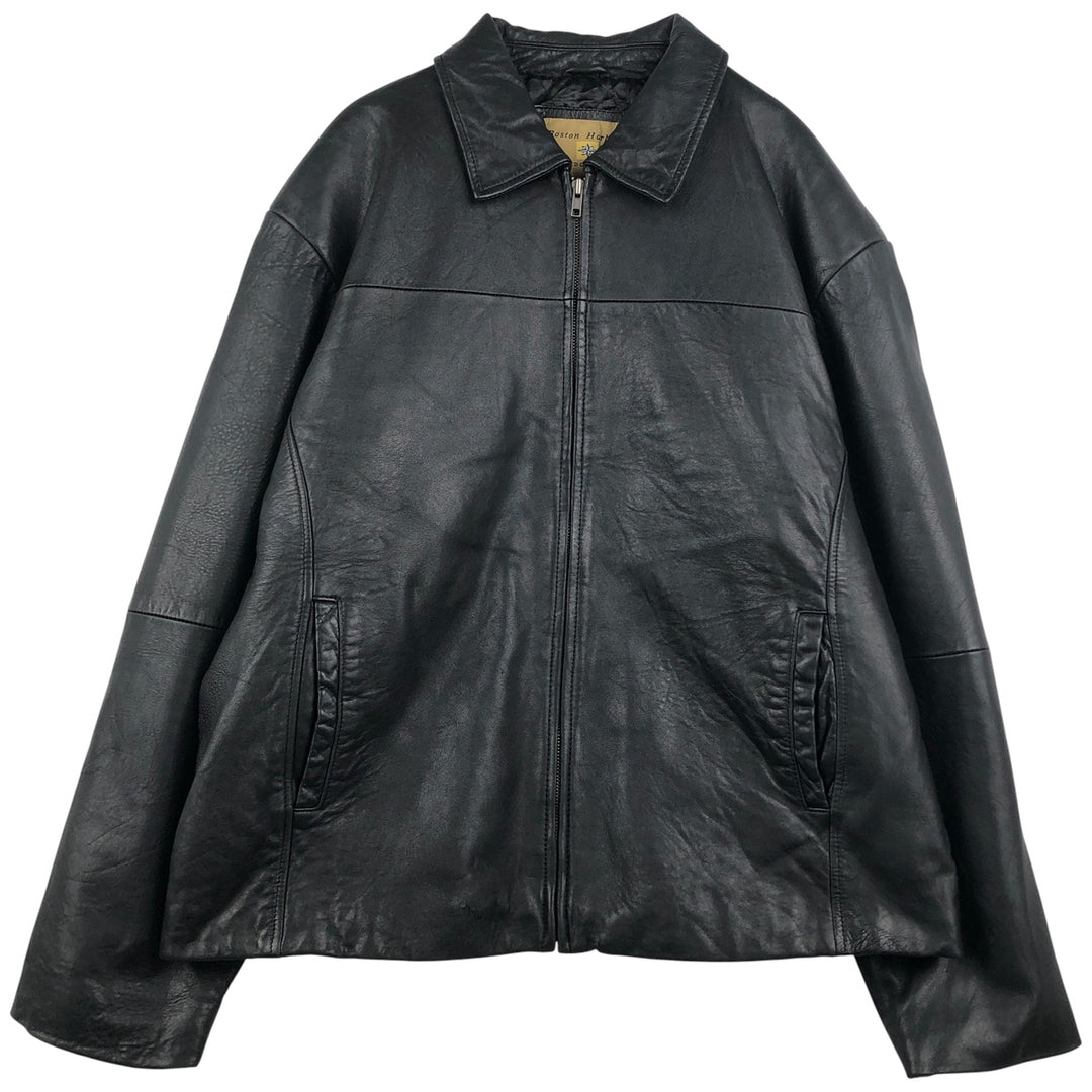 Boston Harbor Swing Top Padded Leather Blouson, Men's Size L genuine leather black type Vintage Second Hand
