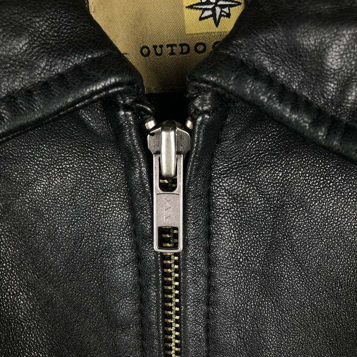 Boston Harbor Swing Top Padded Leather Blouson, Men's Size L genuine leather black type Vintage Second Hand