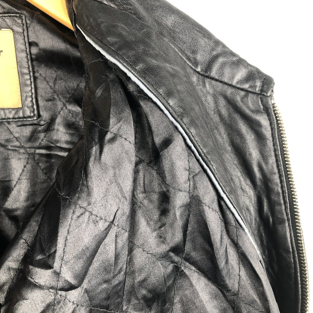 Boston Harbor Swing Top Padded Leather Blouson, Men's Size L genuine leather black type Vintage Second Hand