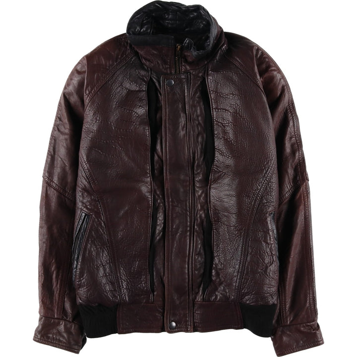 90'S Sharp Fashions Leather Blouson, Made in Canada, Men's Size Medium, Vintage genuine leather brown type Vintage Second Hand