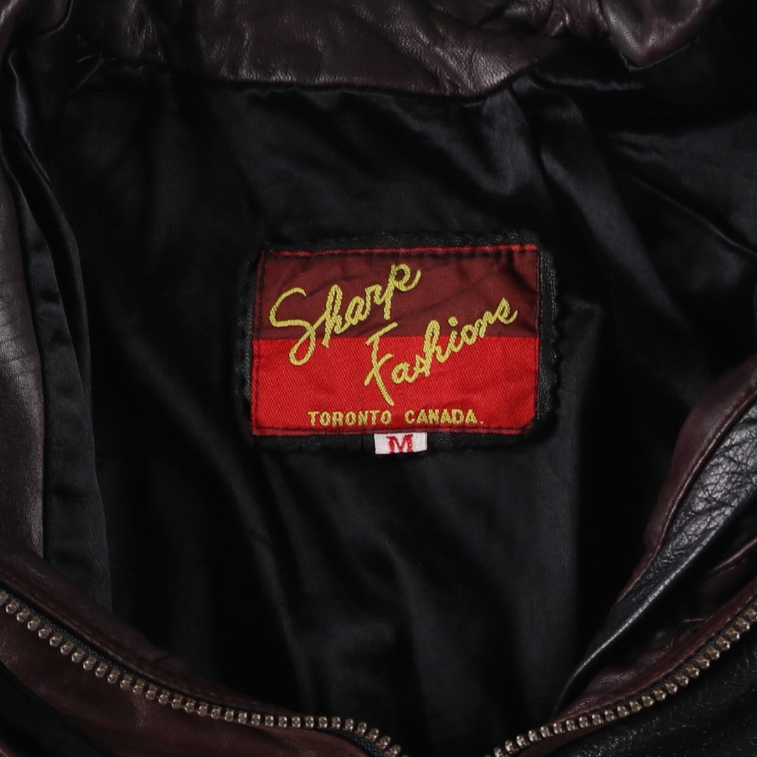 90'S Sharp Fashions Leather Blouson, Made in Canada, Men's Size Medium, Vintage genuine leather brown type Vintage Second Hand