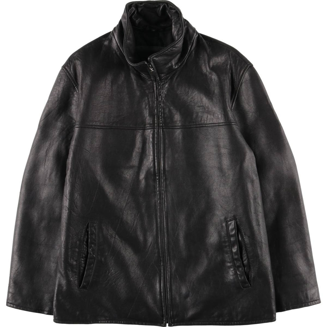 MACHIAVELLI Padded Stand Collar Leather Jacket, Men's Size L unclear black type Vintage Second Hand