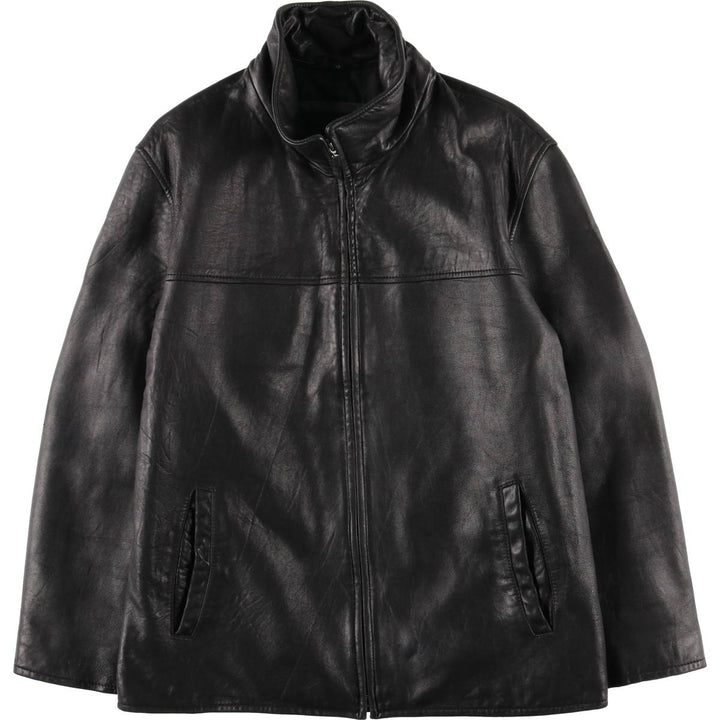 MACHIAVELLI Padded Stand Collar Leather Jacket, Men's Size L unclear black type Vintage Second Hand