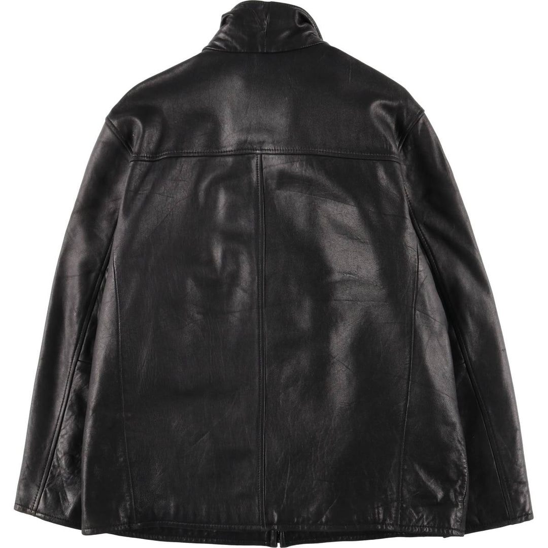 MACHIAVELLI Padded Stand Collar Leather Jacket, Men's Size L unclear black type Vintage Second Hand