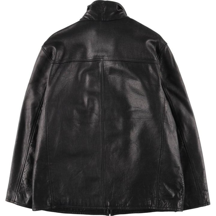MACHIAVELLI Padded Stand Collar Leather Jacket, Men's Size L unclear black type Vintage Second Hand