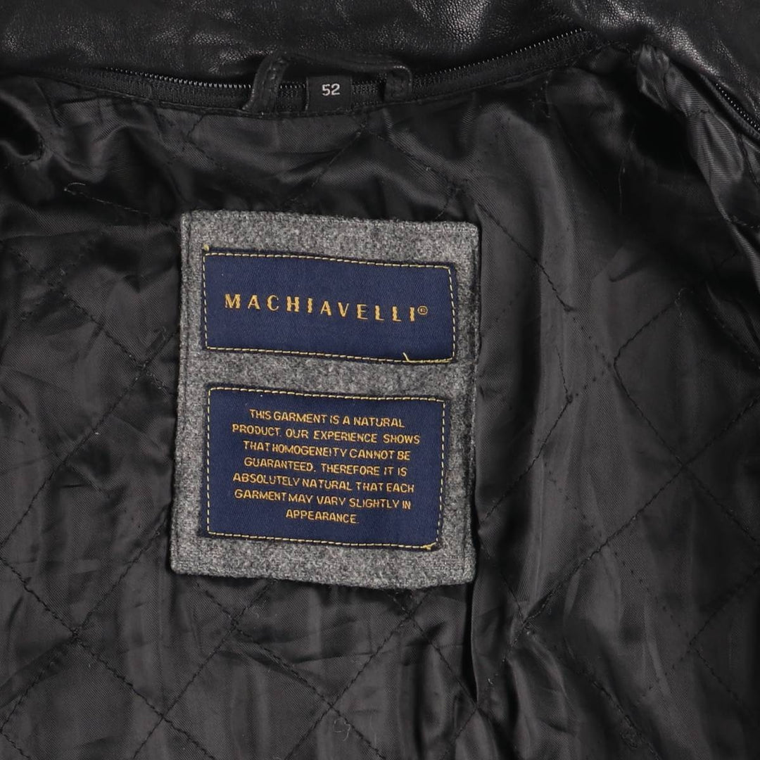 MACHIAVELLI Padded Stand Collar Leather Jacket, Men's Size L unclear black type Vintage Second Hand
