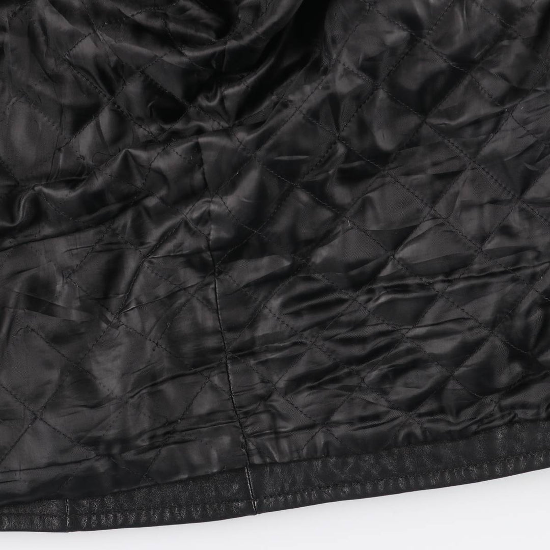 MACHIAVELLI Padded Stand Collar Leather Jacket, Men's Size L unclear black type Vintage Second Hand