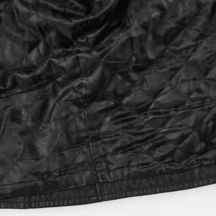 MACHIAVELLI Padded Stand Collar Leather Jacket, Men's Size L unclear black type Vintage Second Hand