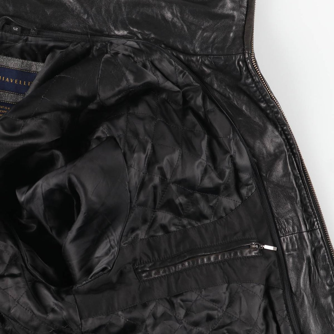 MACHIAVELLI Padded Stand Collar Leather Jacket, Men's Size L unclear black type Vintage Second Hand