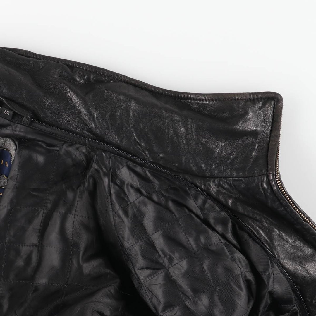 MACHIAVELLI Padded Stand Collar Leather Jacket, Men's Size L unclear black type Vintage Second Hand