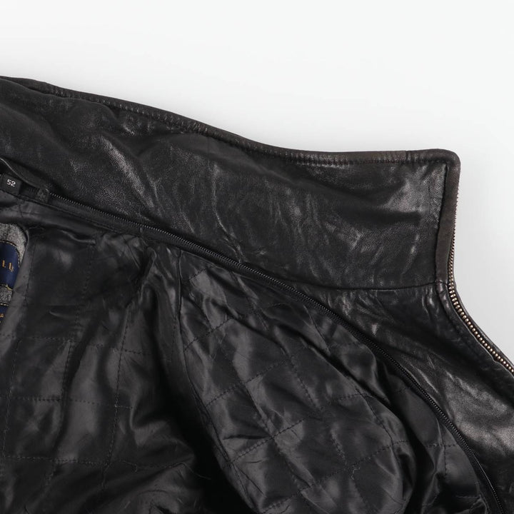 MACHIAVELLI Padded Stand Collar Leather Jacket, Men's Size L unclear black type Vintage Second Hand