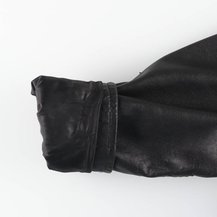 MACHIAVELLI Padded Stand Collar Leather Jacket, Men's Size L unclear black type Vintage Second Hand