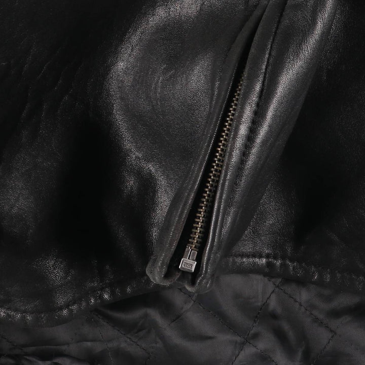 MACHIAVELLI Padded Stand Collar Leather Jacket, Men's Size L unclear black type Vintage Second Hand