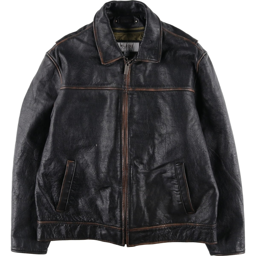 Wilsons Leather M. Julian Leather Blouson, Men's Size L, Swing Top Style, Padded genuine leather black type Vintage Second Hand