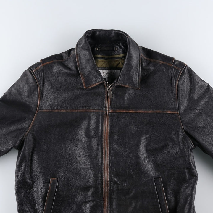 Wilsons Leather M. Julian Leather Blouson, Men's Size L, Swing Top Style, Padded genuine leather black type Vintage Second Hand
