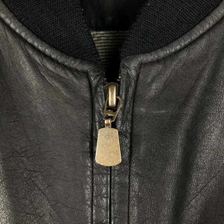 Rover & Lakes Leather Blouson, Men's Size L genuine leather black type Vintage Second Hand